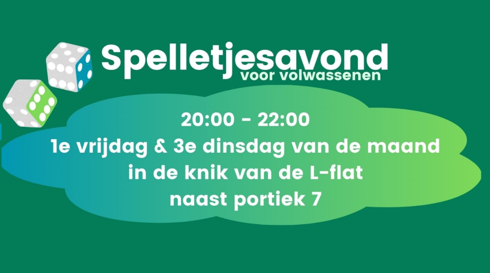 Flyer van de spelletjesavond