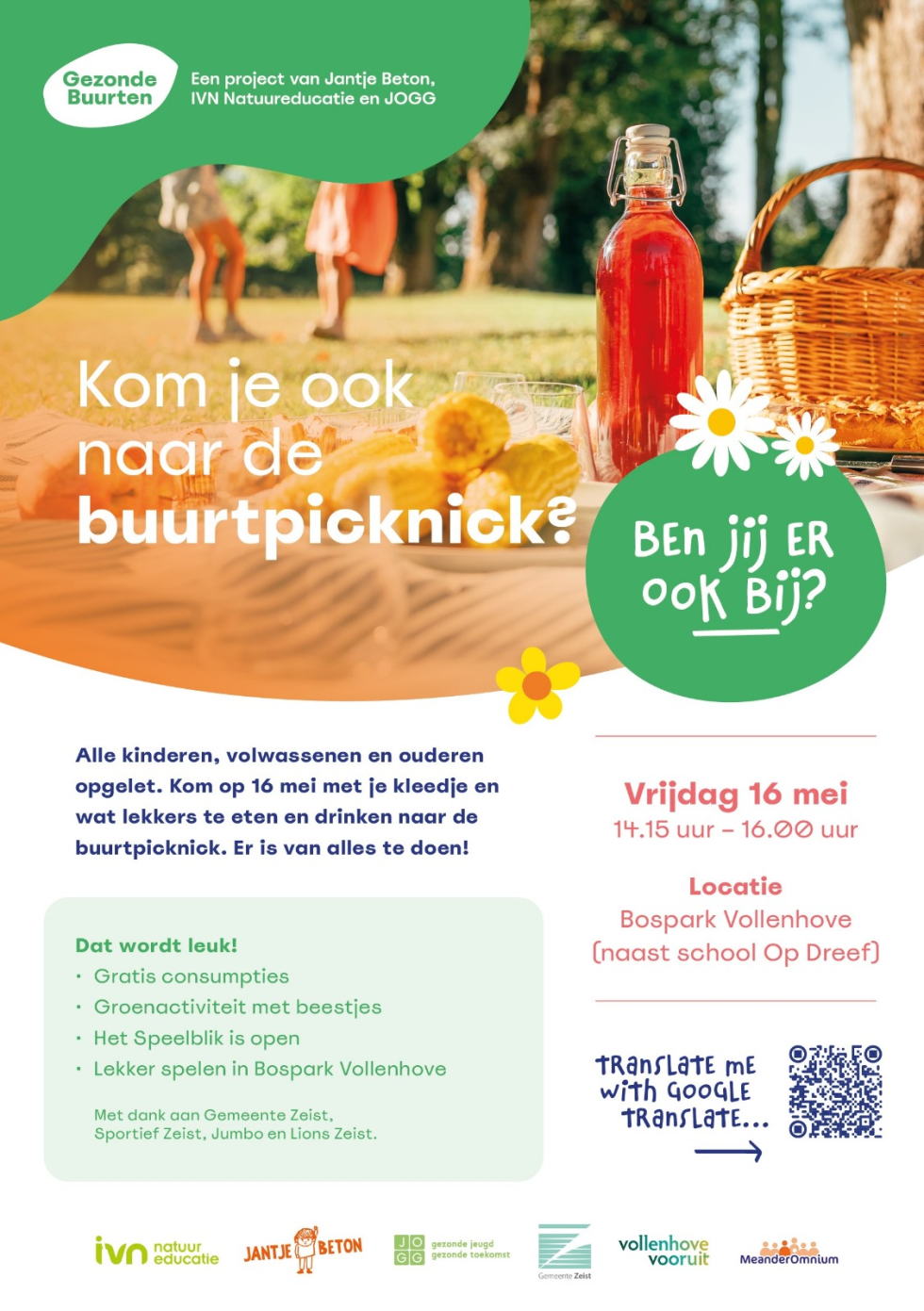 De flyer met informatie over de buurtpicknick