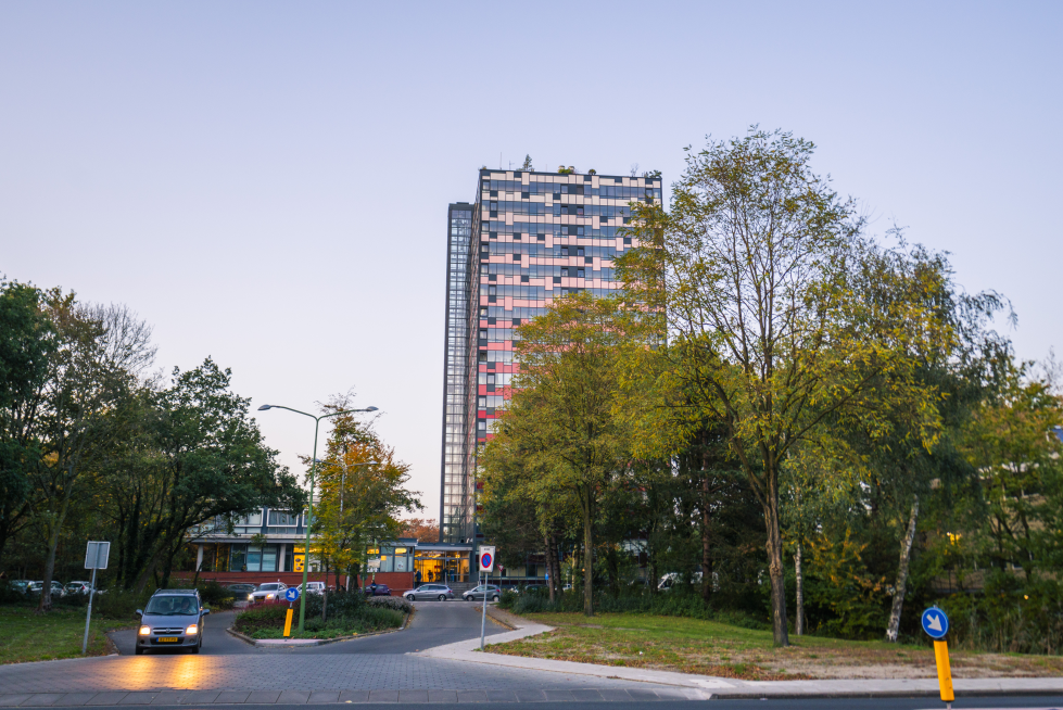 Omgeving Vollenhove vanaf de Dreef met op de achtergrond de Torenflat