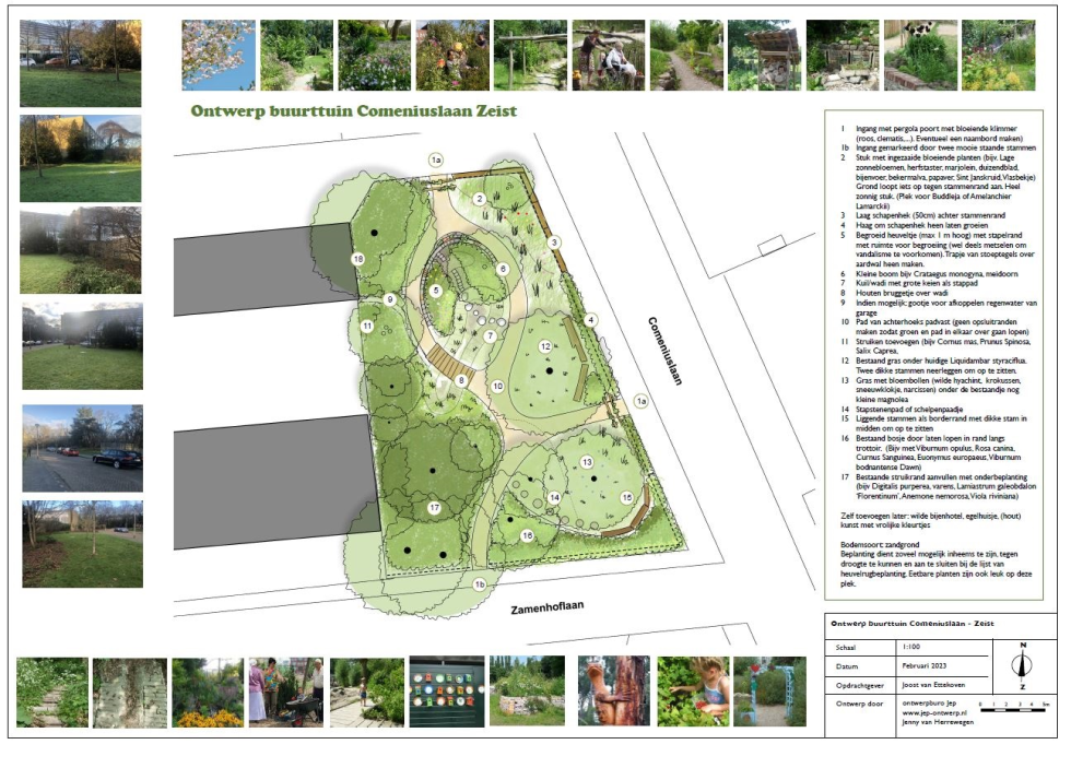 Schetsontwerp buurttuin bijen- en vlinderweide Comeniuslaan