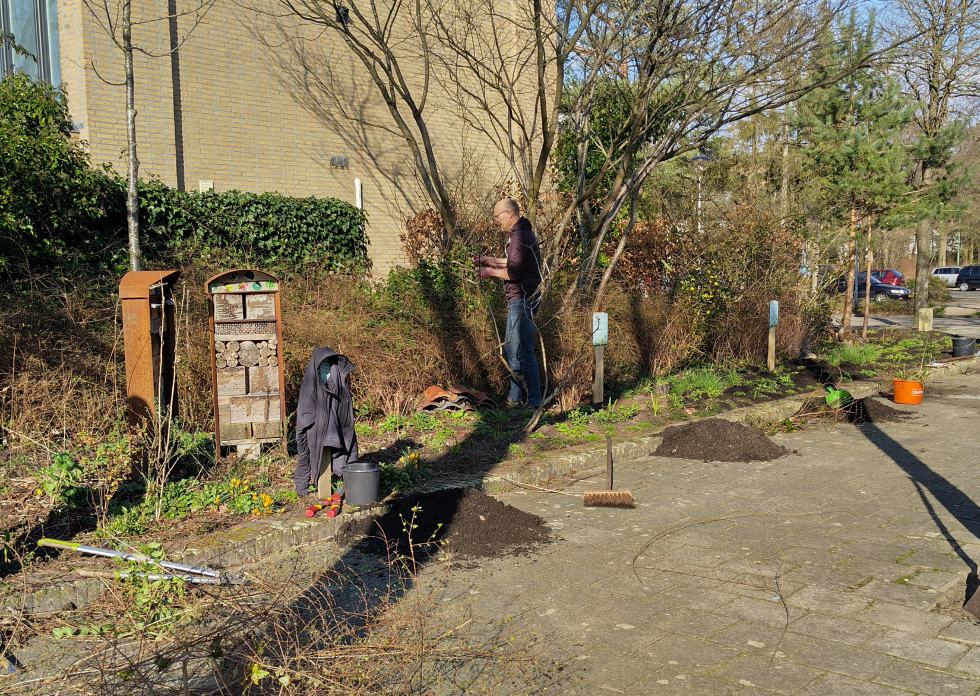 Beeld tijdens de eerste werkdag in de Heuvelrugtuin
