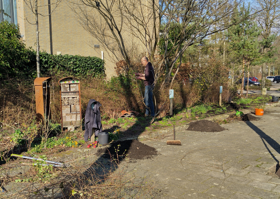 Beeld tijdens de eerste werkdag in de Heuvelrugtuin